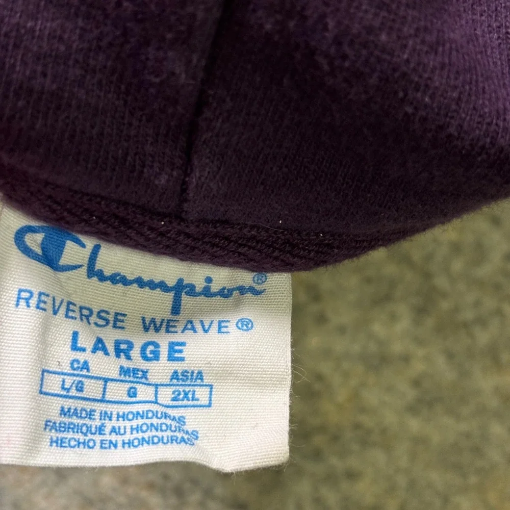 CHAMPION Reverse Weave Hoodie Sweatshirt Size L Plum Purple Pullover Grunge‎ VTG